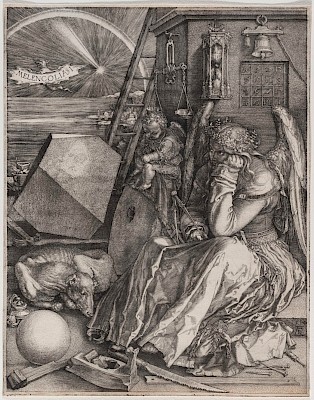 Albrecht Dürer (1471-1528), La Mélancolie ou Melencolia I, 1514, burin sur
papier vergé, 239 × 186 mm. Cabinet cantonal des estampes, Fonds des estampes du
Professeur Pierre Decker, Musée Jenisch Vevey. Photographie : Julien Gremaud