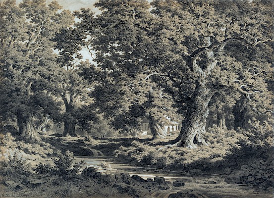 Robert Zünd (Lucerne 1827-1909 Lucerne) Siebeneich in Kerns, non daté, plume,
encre noire, lavis d’encre et rehauts de gouache blanche sur papier, 29,5 x 40,5
cm

Crédit photographique: Julien Gremaud / imei-co