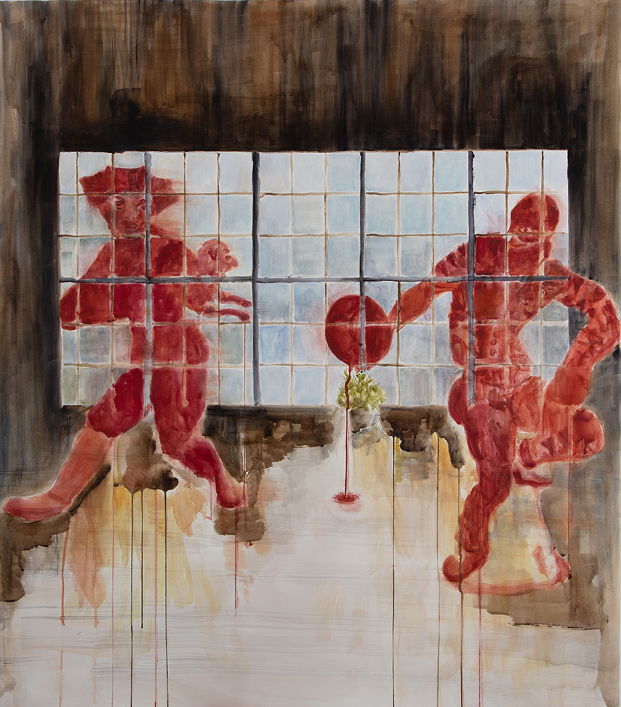 Uwe Wittwer (*1954 Zurich), Bühne, 2022, aquarelle sur papier, 126,8 x 112 cm,
collection de l’artiste © Uwe Wittwer