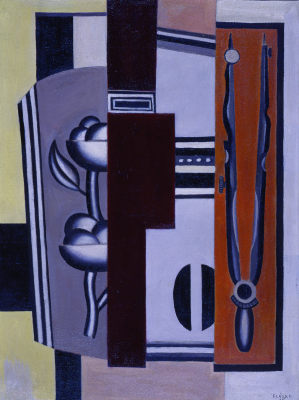 Fernand Léger, La Rose et le compas, 1925, huile sur toile, 65 x 50,3 cm ©
Fondation Jean et Suzanne Planque, déposée au Musée Jenisch Vevey (Suisse).
Photo : Alberto Ricci, Paris.