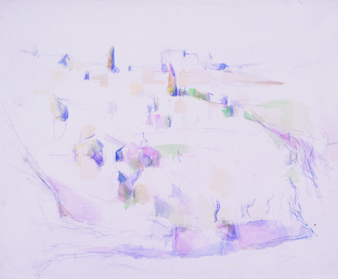 Paul Cézanne, Environs d’Aix, vers 1902, aquarelle et mine de plomb sur papier,
48 x 59 cm © Fondation Jean et Suzanne Planque, déposée au Musée Jenisch Vevey
(Suisse). Photo : Luc Chessex, Lausanne.