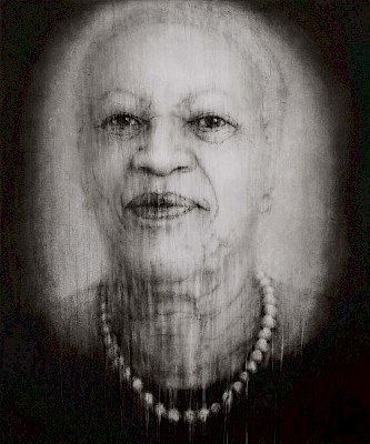Guy Oberson (*1960), Saving Daylight (Toni Morrison), 2017 et 2021, pierre noire
sur papier Canson © Guy Oberson, Galerie C, Neuchâtel et Paris.
Photographie : Guy Oberson
 