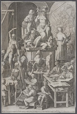 Cornelis Cort, L’Académie des Beaux-Arts, 1578, burin sur papier vergé filigrané