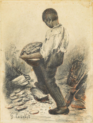 Le jeune casseur de pierres, 1865, pierre noire et sanguine sur papier. Musée
Gustave Courbet, Ornans