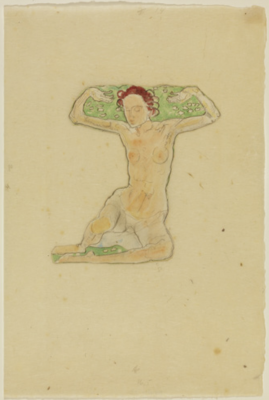 Ferdinand Hodler (1853-1918), étude de figure pour Le Jour, vers 1899-1900,
crayon de graphite, aquarelle et gouache (?) sur papier découpé collé en plein
sur papier Japon. Musée Jenisch Vevey, donation Rudolf Schindler © Musée Jenisch
Vevey. Photo Claude Bornand