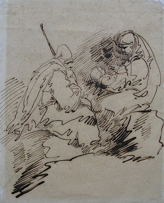 Giuseppe Bernardino Bison (Palmanova 1762 - 1844 Milan), La sainte Famille, non
daté, plume, encre brune (métallogallique?) et mise en place au crayon de
graphite  sur papier vélin crème. Musée Jenisch Vevey, collection particulière