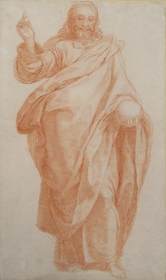 Girolamo Muziano (Brescia 1532 - 1592 Rome), Salvator Mundi, non daté, sanguine
et estompe sur papier vergé blanc. Musée Jenisch Vevey, collection particulière