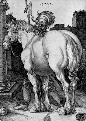 Albrecht Dürer (1471-1528), Le Grand Cheval, 1505, burin sur papier vergé, Musée
Jenisch Vevey ­ Cabinet cantonal des estampes, Fonds des estampes du Professeur
Decker
 