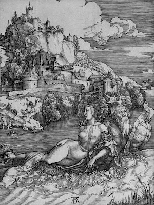 Albrecht Dürer (1471-1528), Le Monstre marin, [avant 1500], burin sur papier
vergé, Musée Jenisch Vevey ­ Cabinet cantonal des estampes, Fonds des estampes
du Professeur Decker
 