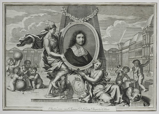 Robert Nanteuil (Reims 1623 ? – 1678 Paris), Gilles Rousselet (Paris 1610 – 1686
Paris) et Charles Le Brun (Paris 1619 – 1690 Paris), Jean-Baptiste Colbert,
1670, burin et eau-forte. Cabinet cantonal des estampes, Fondation William
Cuendet et Atelier de
Saint-Prex, collection Rossier-Koechlin
 