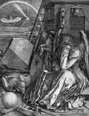 Albrecht Dürer (Nuremberg 1471 - 1528 Nuremberg), La Mélancolie ou Melencolia I,
1514, burin sur papier vergé. Cabinet cantonal des estampes, Fonds des estampes
du Professeur Decker, Musée Jenisch Vevey