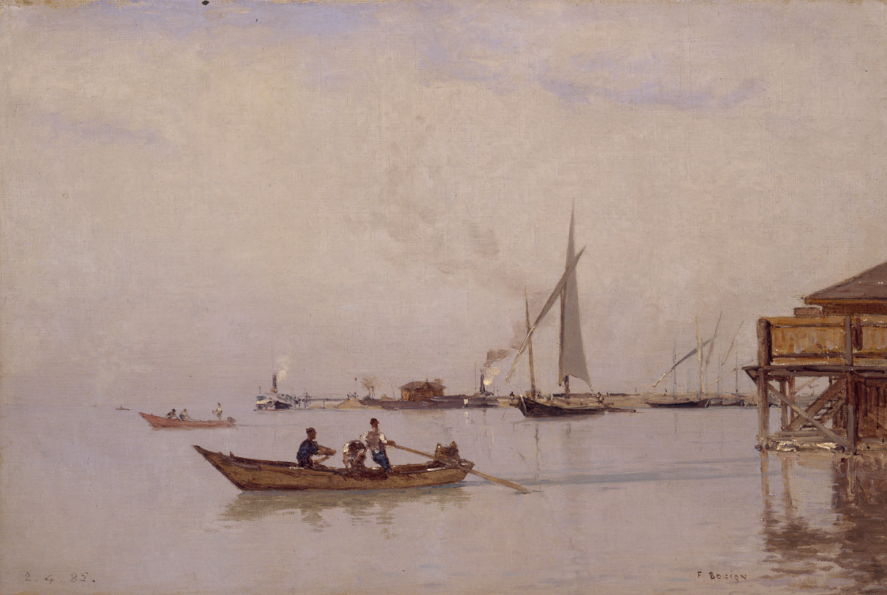 François Bocion (Lausanne 1828–1890 Lausanne), Le Port d’Ouchy, 1885, huile sur
toile, Musée Jenisch Vevey
 