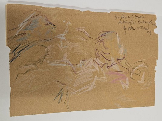 Oskar Kokoschka, Sans titre, 1959, crayon de couleur sur papier vélin brun,
Musée Jenisch Vevey, donation Lorenzo Prieto